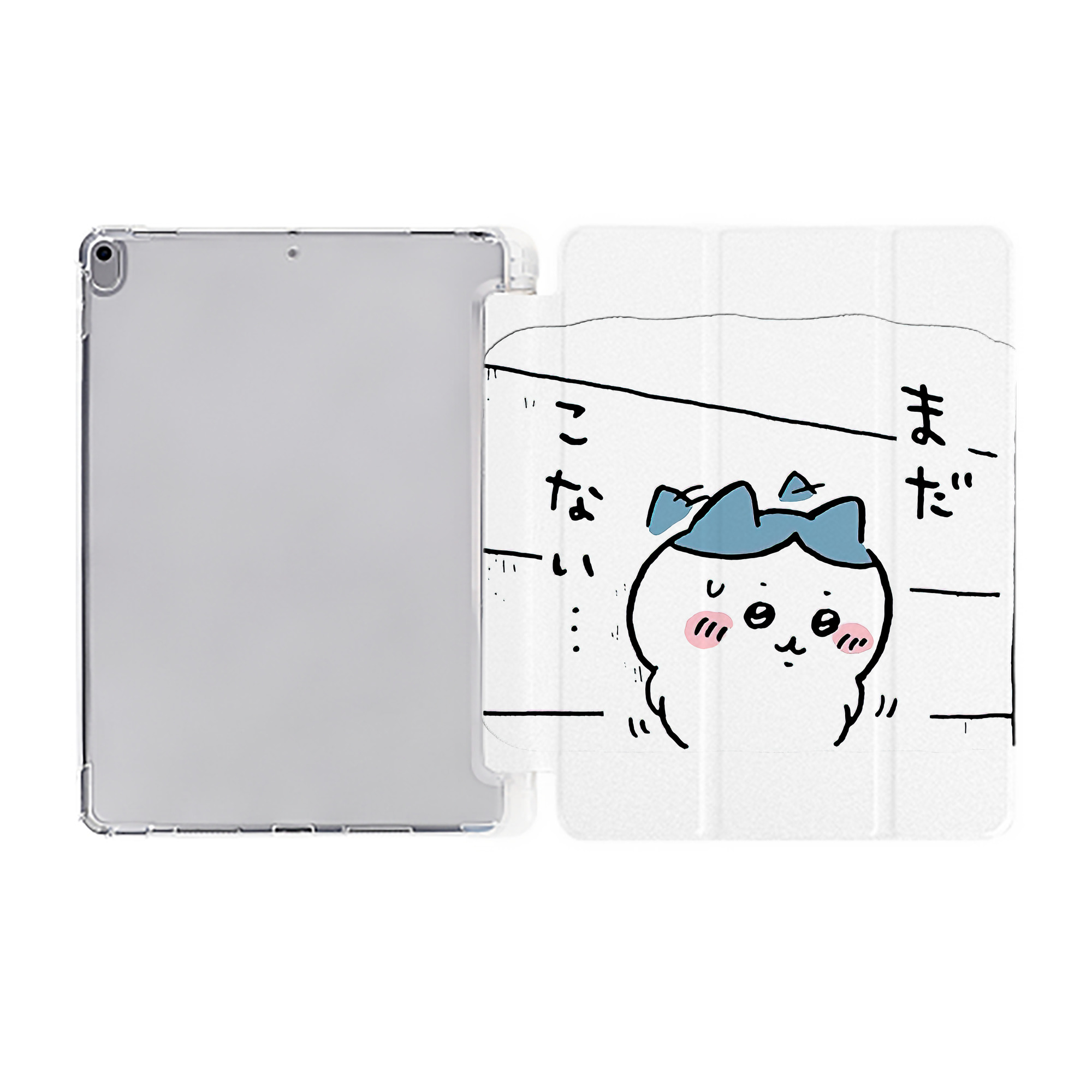（画像用） ちいかわ ハチワレ Chii-kawa hachiware IPad ケース ペン収納付き 三つ折りスタンド PUレザー×シリコン 対応機種9.5/10.5/10.9インチ